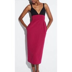 Jill Jill Stuart red colorblock midi dress